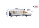 3 Seater L Shape Sofa with Chaise in Beige and Blue Colour - Mackenzie